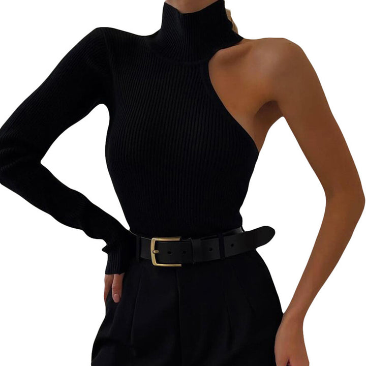 Damen Elegantes Einarmiges Bodysuit mit Stehkragen Drune