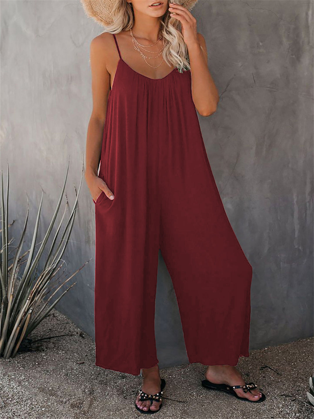 Damen Lässiger Jumpsuit mit weitem Schnitt und praktischen Taschen Drune
