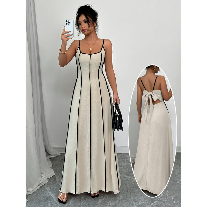 Damen Maxikleid mit einzigartigem Rückenausschnitt und nahtloser Struktur Drune
