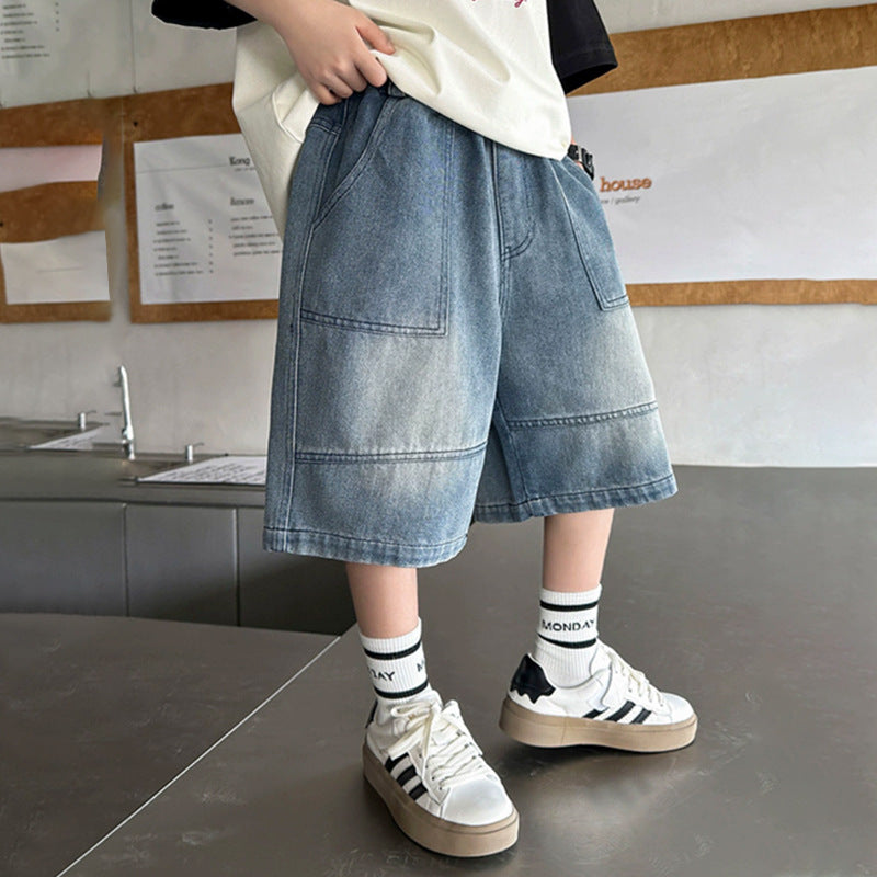 Jungen lässige Cargo-Shorts aus strapazierfähigem Denim Drune