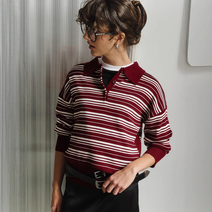 Damen gestreifter Cardigan mit lässiger Passform Drune
