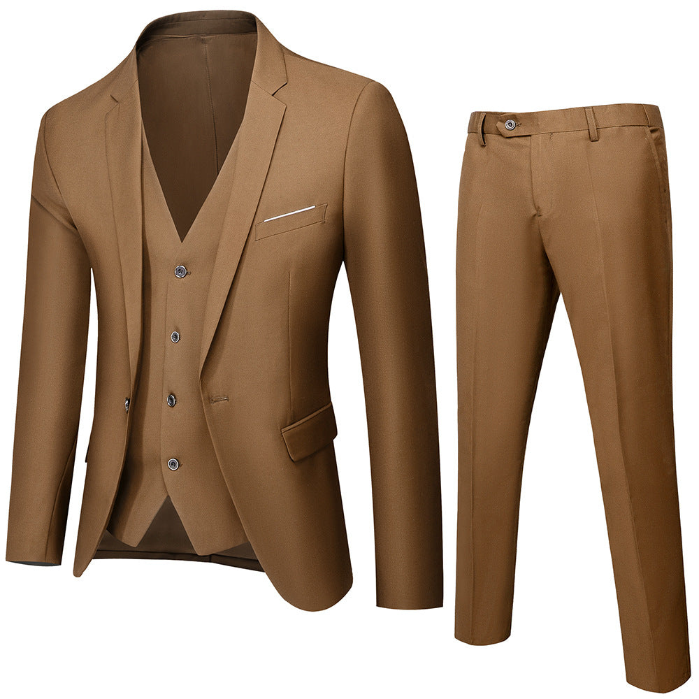 Herren nan dreiteiliges Business-Anzugset mit tailliertem Einreiher-Sakko, schmal geschnittener Weste und elegant geschnittener Anzughose Drune