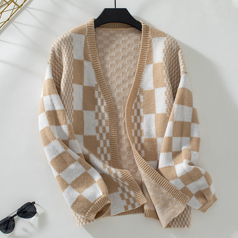 Drune | Karierter Strick Strickjacke