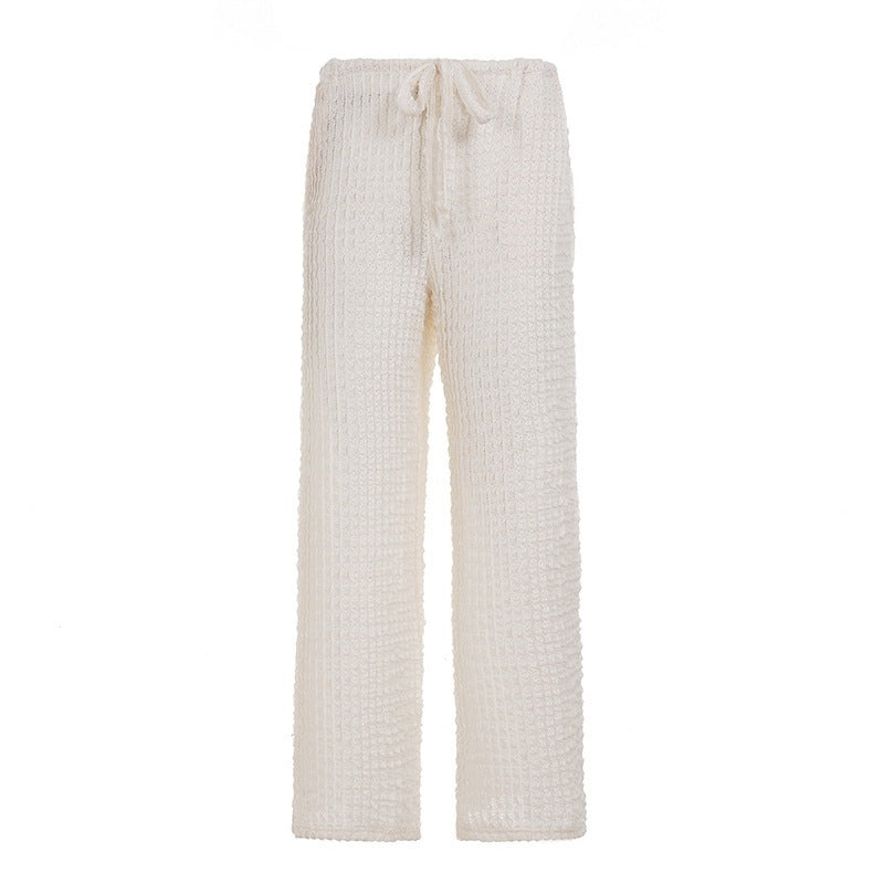 Damen Komfortable Palazzo-Hose mit elastischem Bund und strukturiertem Design Drune
