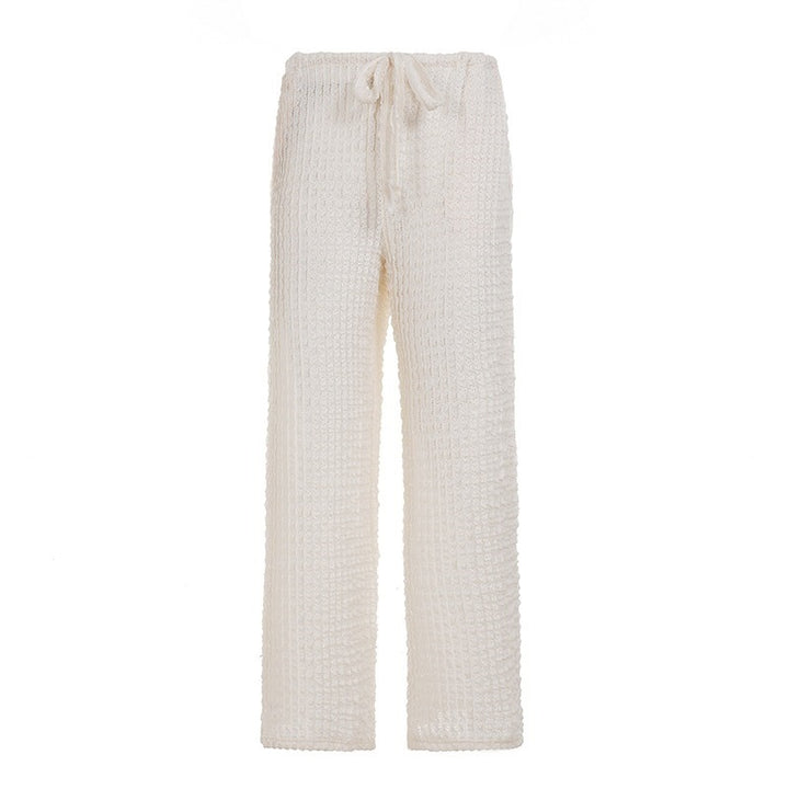 Damen Komfortable Palazzo-Hose mit elastischem Bund und strukturiertem Design Drune