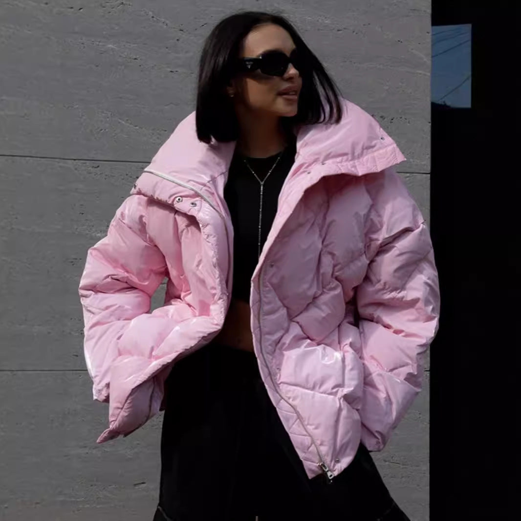Damen Warm gefütterte Steppjacke mit modernem Kragen und verstellbarem Saum Drune