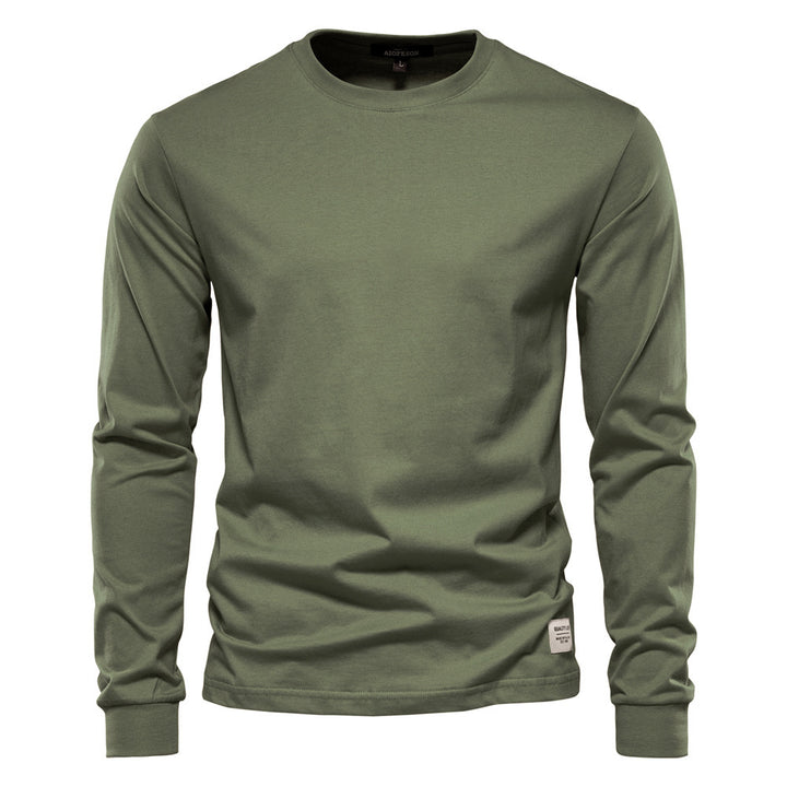 Herren nan klassisches langärmliges Baumwollshirt mit Rundhalsausschnitt und elastischen Bündchen Drune