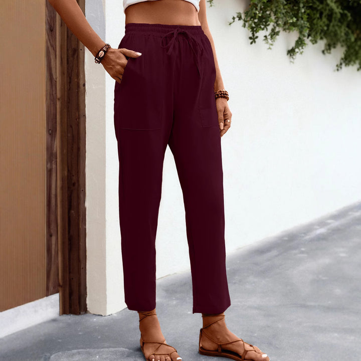Damen luftige Freizeithose mit praktischen Seitentaschen und elastischem Bund Drune