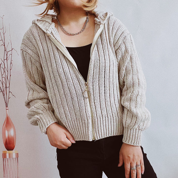Damen Strickjacke mit auffälligem Reißverschluss und lässigem Schnitt Drune