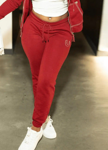 Damen Sportliche Jogginghose mit seitlicher Tasche und elastischem Bündchen Drune