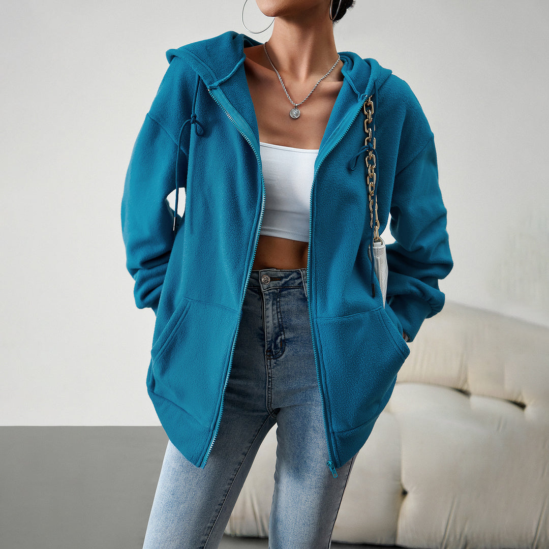 Damen Fleecejacke mit praktischen Taschen und verstellbarem Kapuzenzug Drune