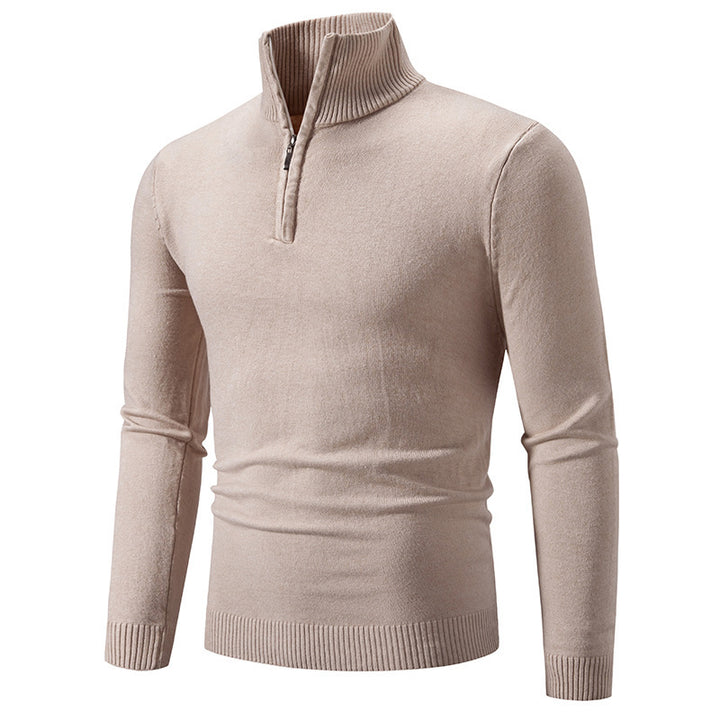 Herren eleganter Strickpullover mit Stehkragen und Reißverschluss Drune