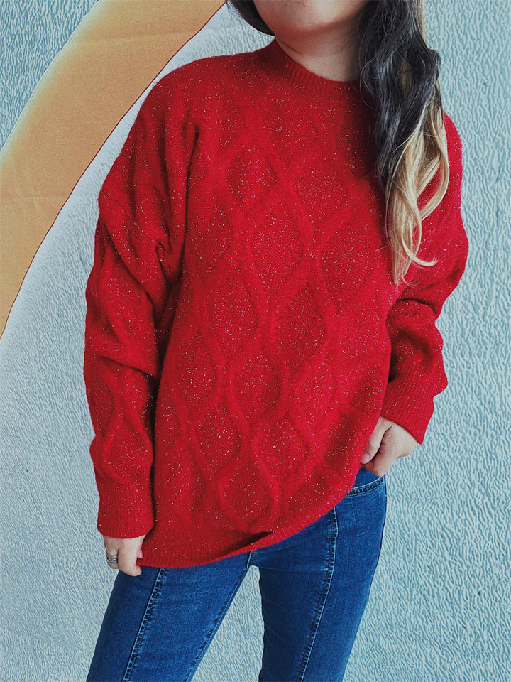Damen Grobstrickpullover mit funkelndem Jacquard-Muster Drune