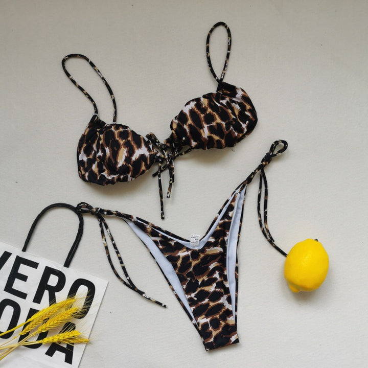 Damen Triangel-Bikini-Set mit verspielten Bindebändern und schickem Farbkontrast Drune