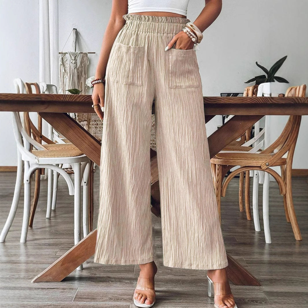 Damen Weitbeinige Hose mit elastischem Bund und praktischen Taschen Drune
