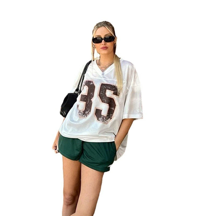 Damen Sportliches Mesh-Trikot mit auffälliger Nummerierung Drune