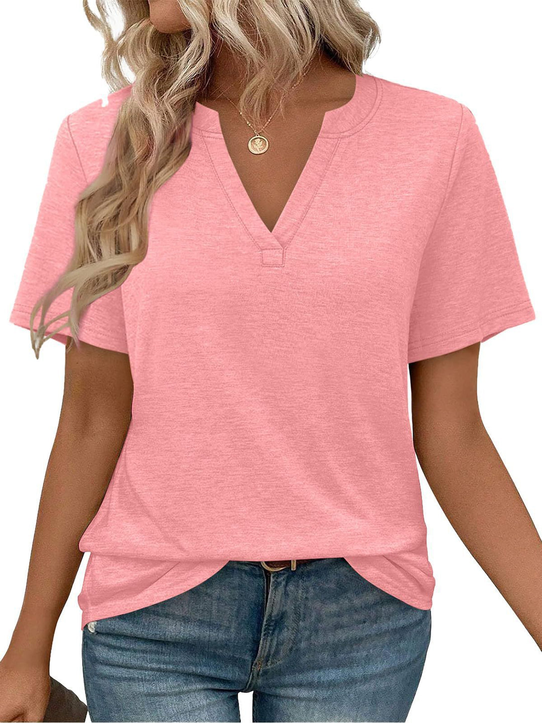 Damen zeitloses V-Ausschnitt T-Shirt mit lässigem Schnitt Drune
