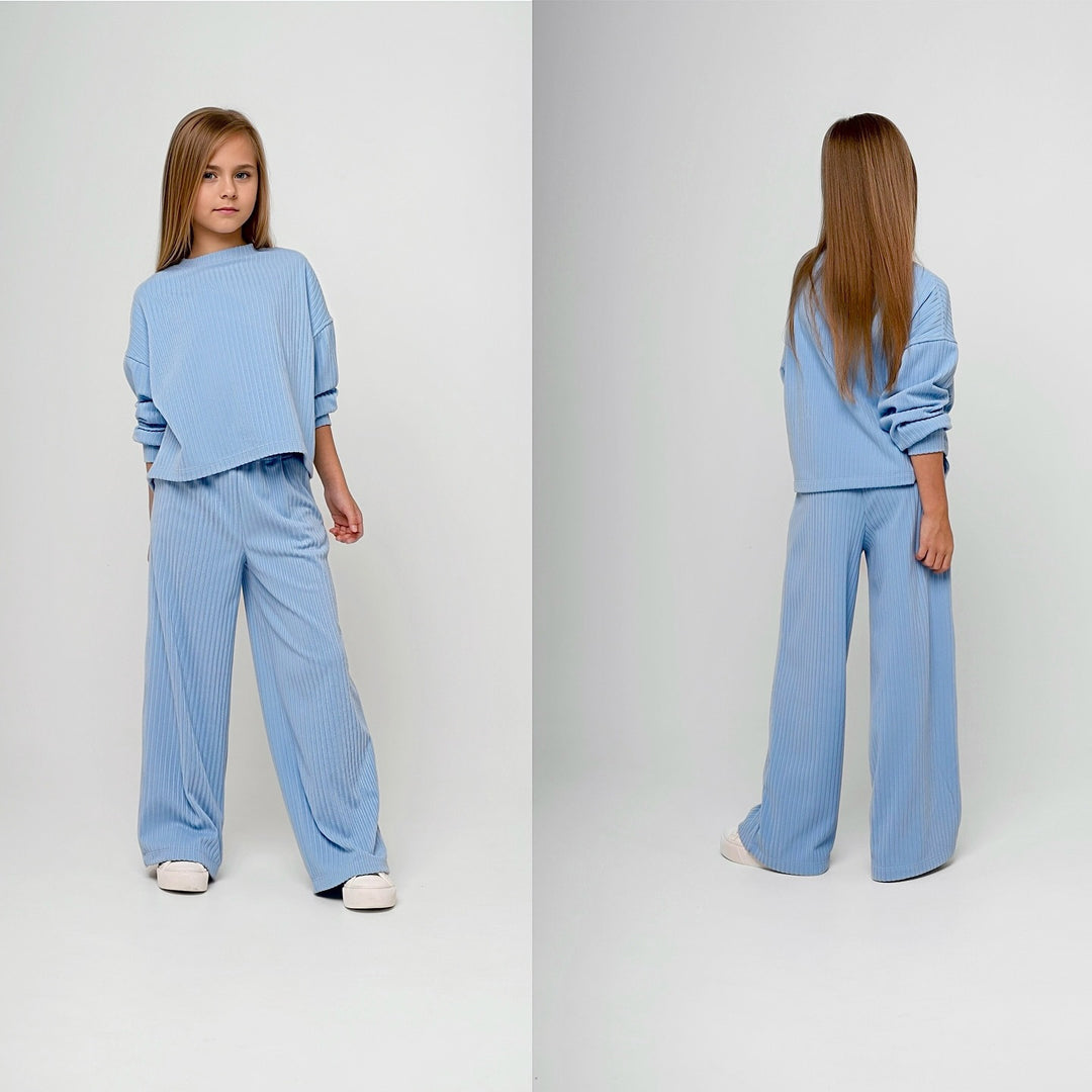 Damen lässiges gestreiftes Loungewear-Set mit weit geschnittenen Hosen Drune