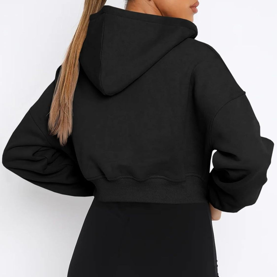 Damen trendige cropped Kapuzenjacke Drune