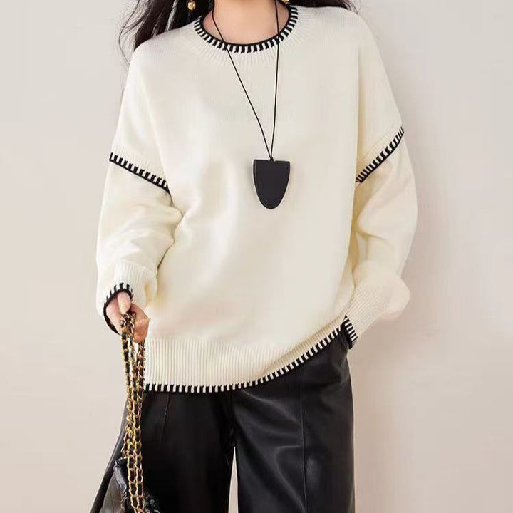 Damen kuscheliger Pullover mit strukturiertem Saum und modernen Akzenten Drune