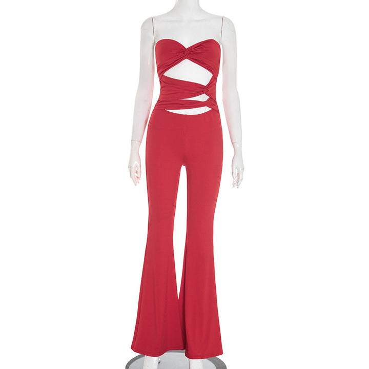 Damen Eleganter Cut-Out Jumpsuit mit fließendem Bein Drune