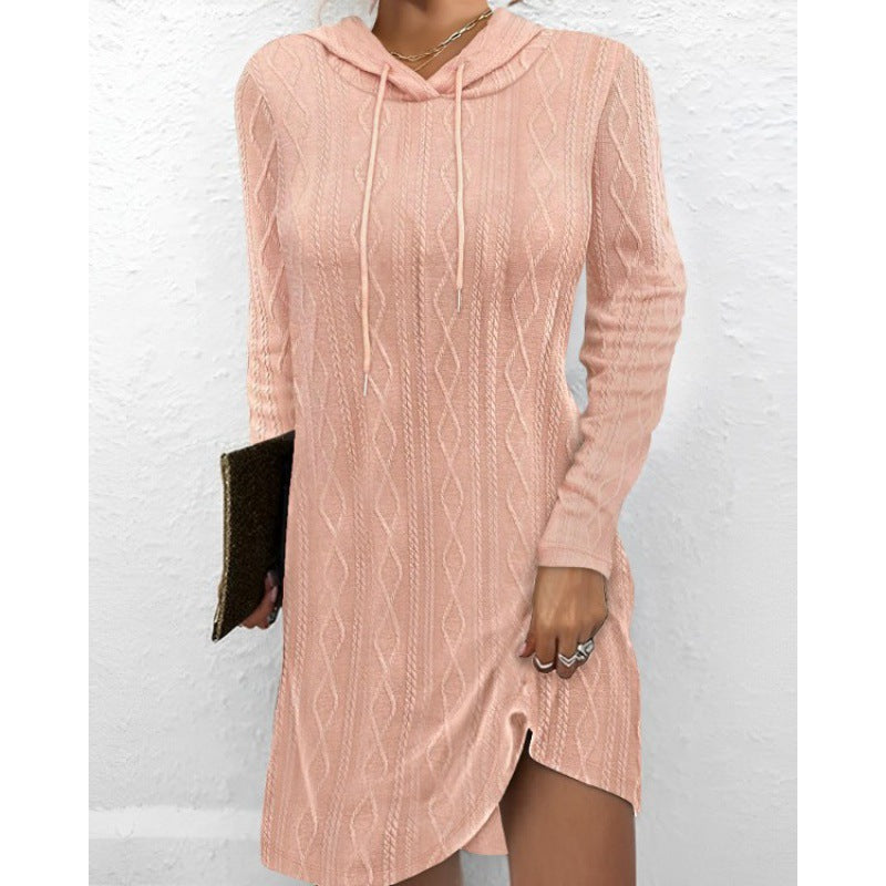 Damen Strickkleid mit Kapuze und strukturiertem Muster Drune