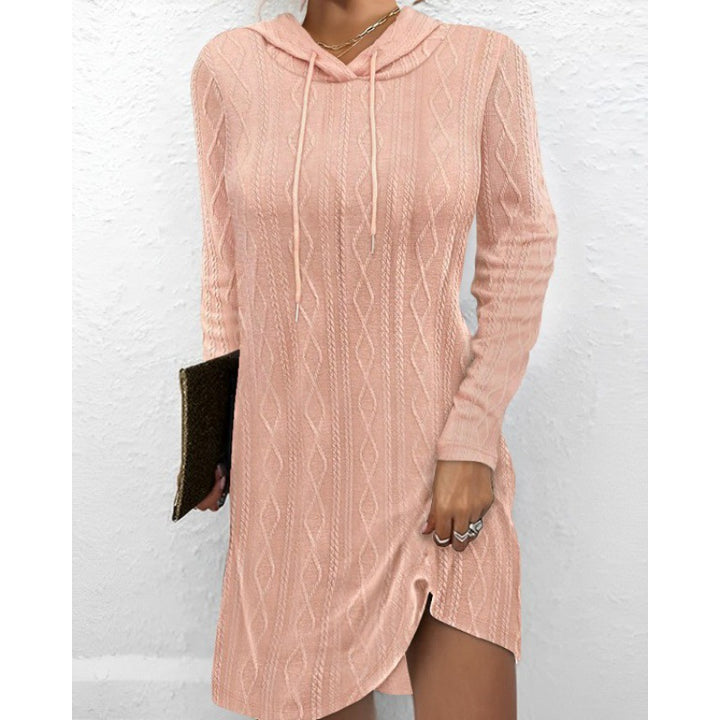 Damen Strickkleid mit Kapuze und strukturiertem Muster Drune