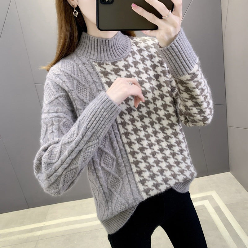 Damen modischer Strickpullover mit strukturiertem Zopfmuster und eleganten Akzenten Drune