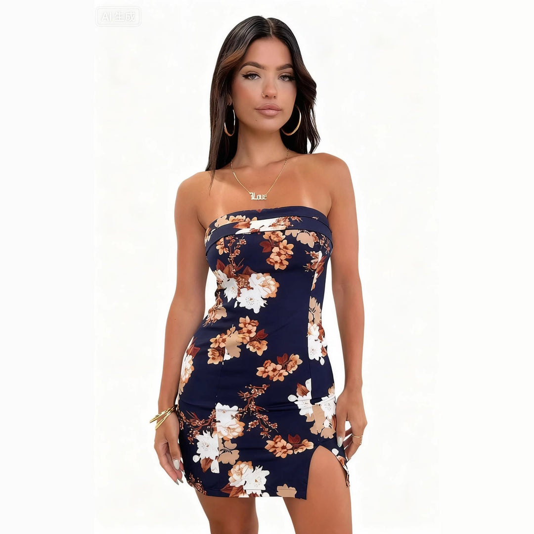 Damen Blumenmuster Minikleid Drune