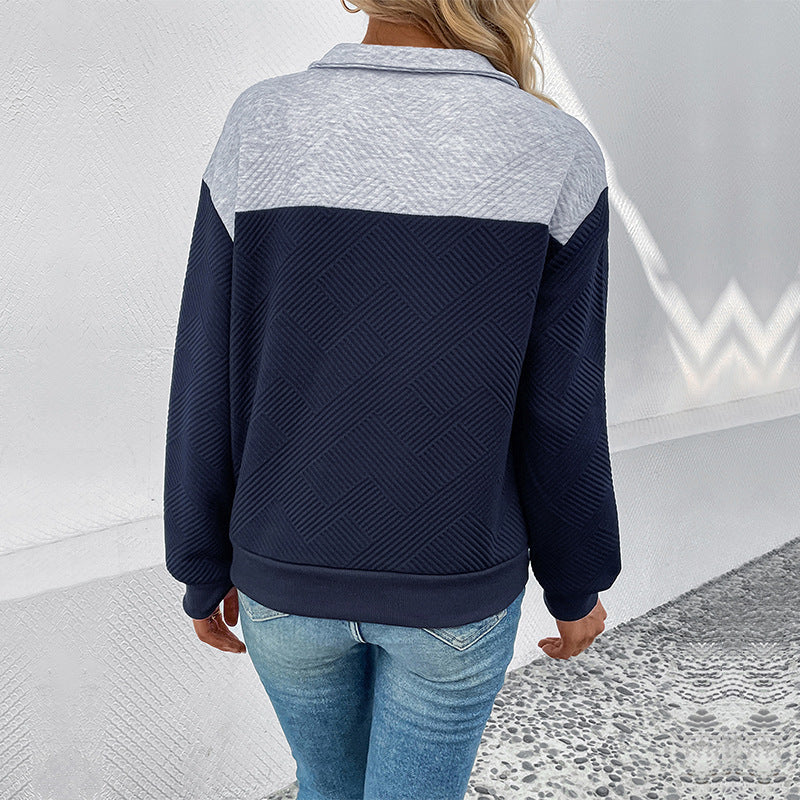 Damen lässiger Sweatpullover mit strukturiertem Design und Knopfdetails Drune