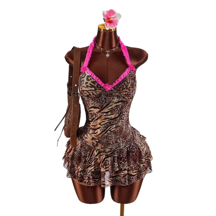 Damen Verspieltes Minikleid mit Rüschendetails Drune