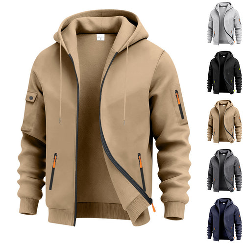 Herren nan technische Kapuzenjacke mit Reißverschluss, zipptaschen und Ärmeltasche Drune