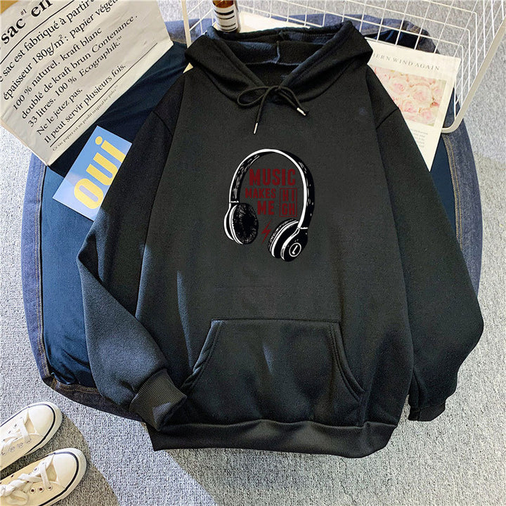 Damen Kapuzenpullover mit kreativem Musik-Design Drune