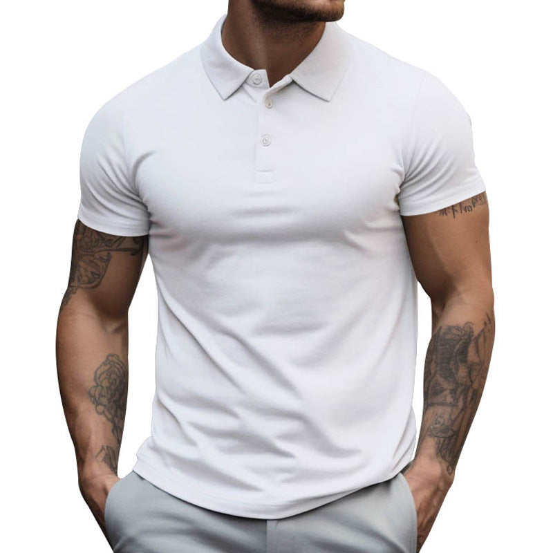 Herren nan tailliertes Stretch-Polo mit Hemdkragen kurzer Knopfleiste und körpernahem Schnitt Drune