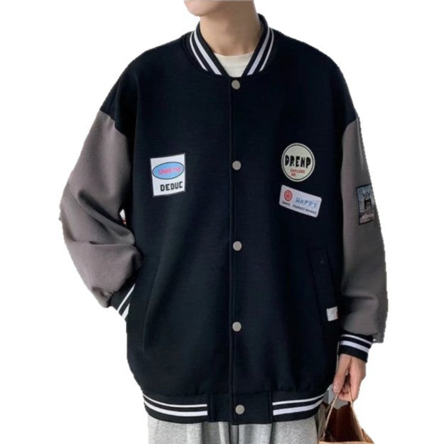 Herren Collegejacke mit praktischen Taschen und Stickereien Drune
