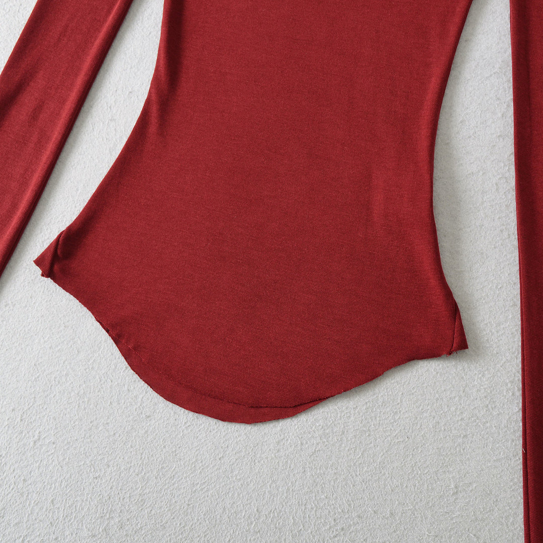 Damen Langarmshirt mit elegantem Rundhalsausschnitt und figurbetonendem Schnitt Drune