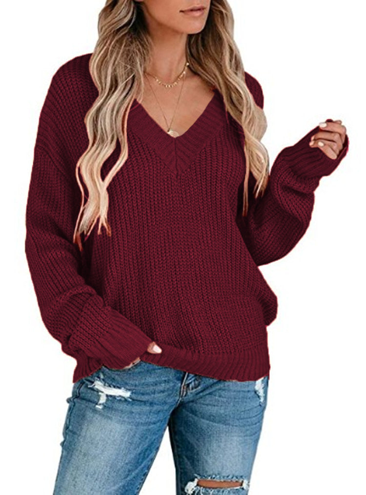 Damen Strickpullover mit V-Ausschnitt und strukturiertem Design Drune