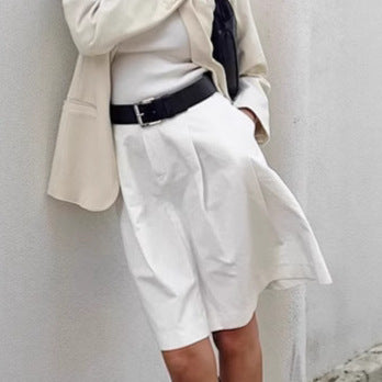 Damen Faltenshorts mit elastischem Taillenbund und eleganter Passform Drune