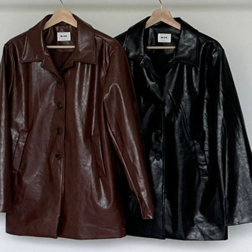 Damen lässige und stylische Kunstlederjacke Drune