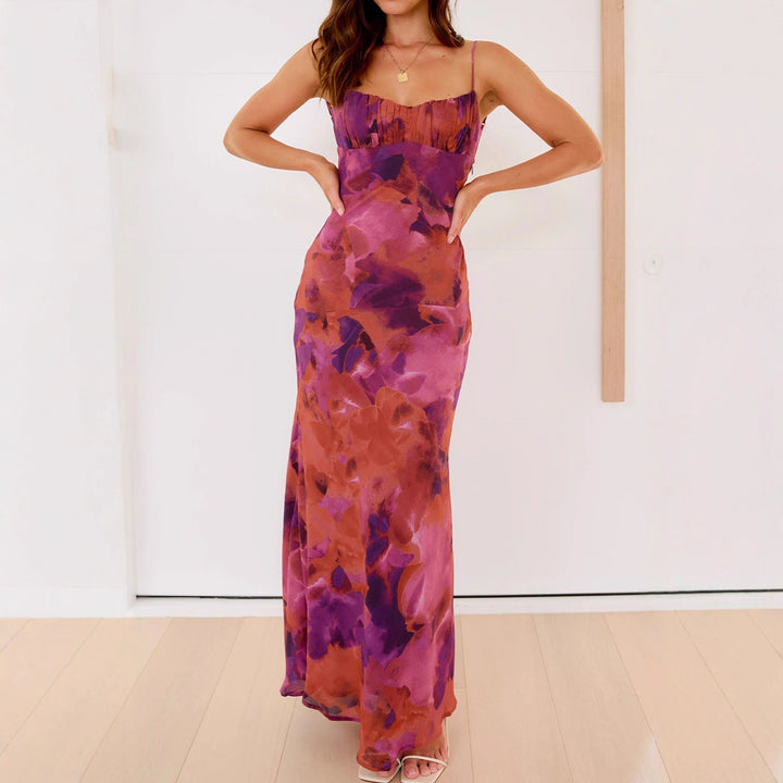 Damen Elegantes Maxikleid mit sanften Farbverlauf und filigranen Spaghettiträgern Drune
