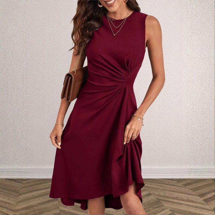 Damen Elegantes Wickelkleid mit asymmetrischem Saum und gerafften Details Drune
