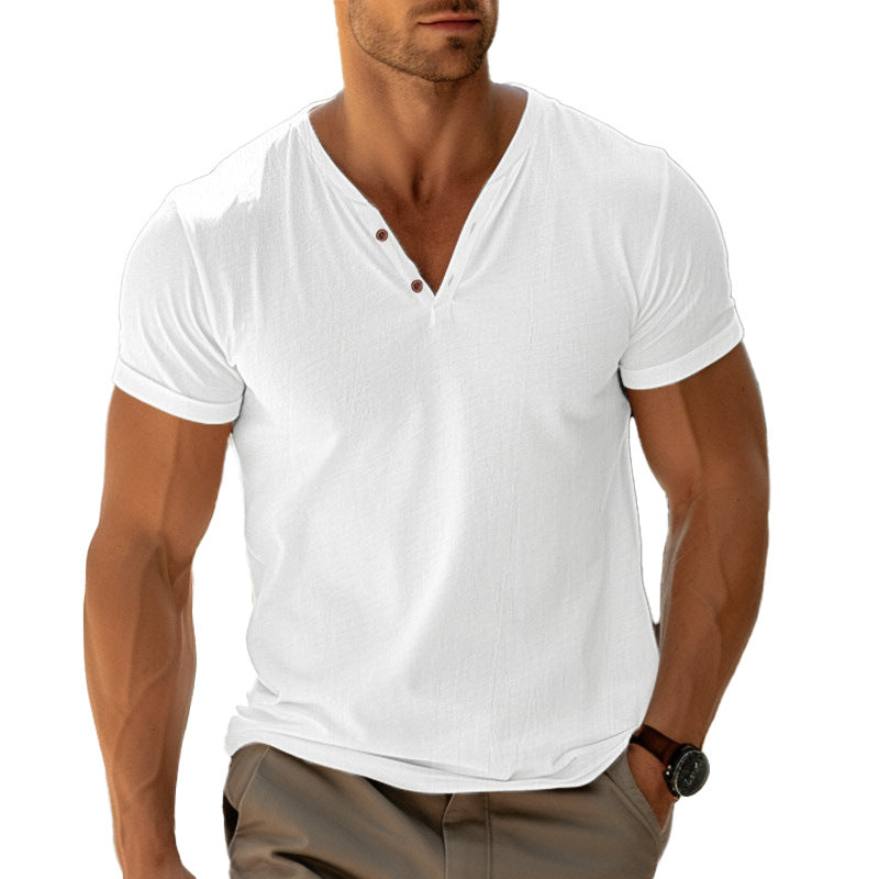 Herren lässiges Henley-T-Shirt mit Knopfleiste und atmungsaktivem Stoff Drune