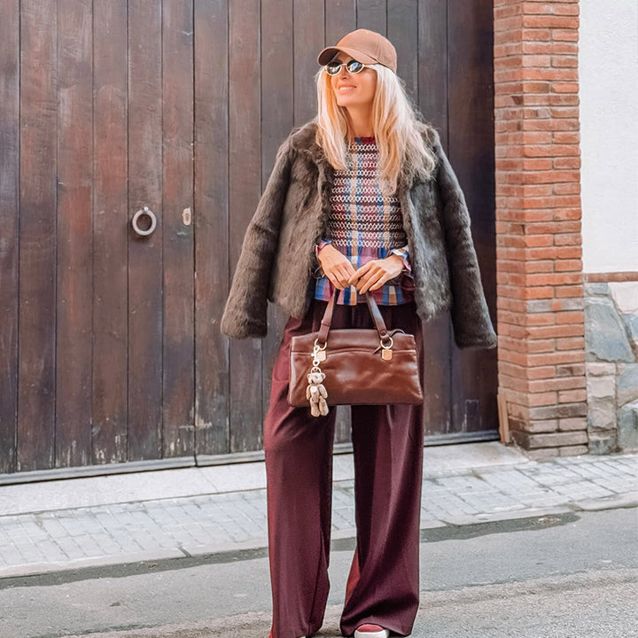 Damen modische Karottenhose mit hohem Bund und eleganten Falten Drune