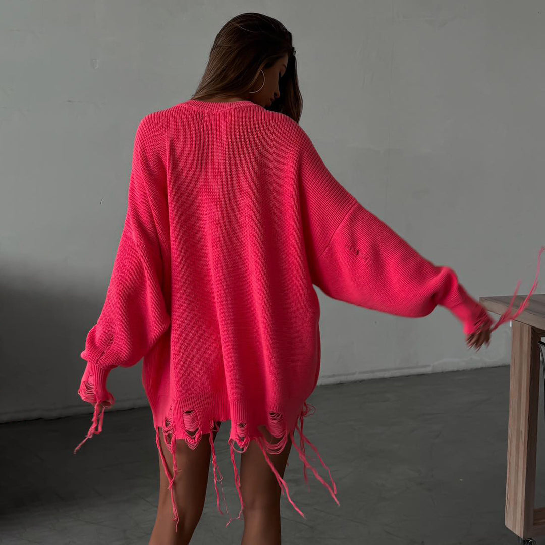 Damen Oversized Strickpullover im modernen Used-Look Drune