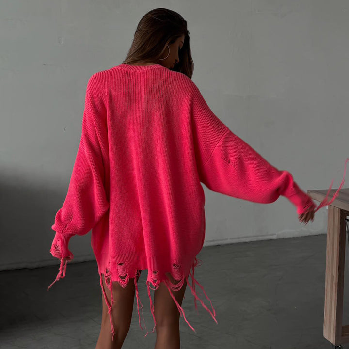 Damen Oversized Strickpullover im modernen Used-Look Drune
