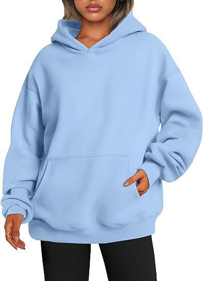 Damen nan Oversize Kapuzenpullover aus weicher Baumwollmischung mit Kängurutasche Drune