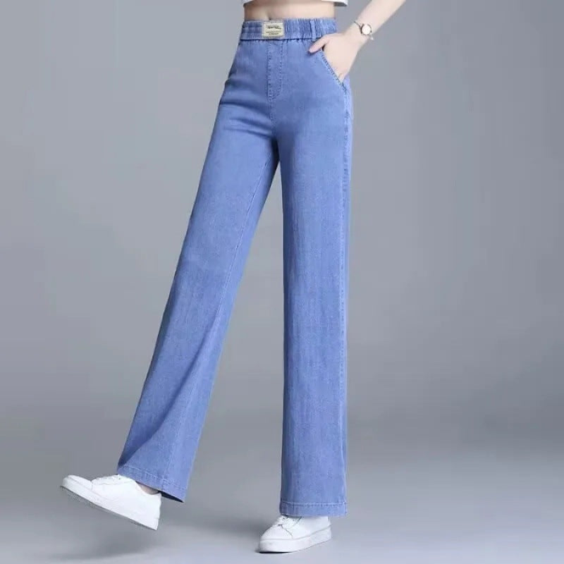 Damen Weite Jeanshose mit elastischem Bund und praktischen Taschen Drune
