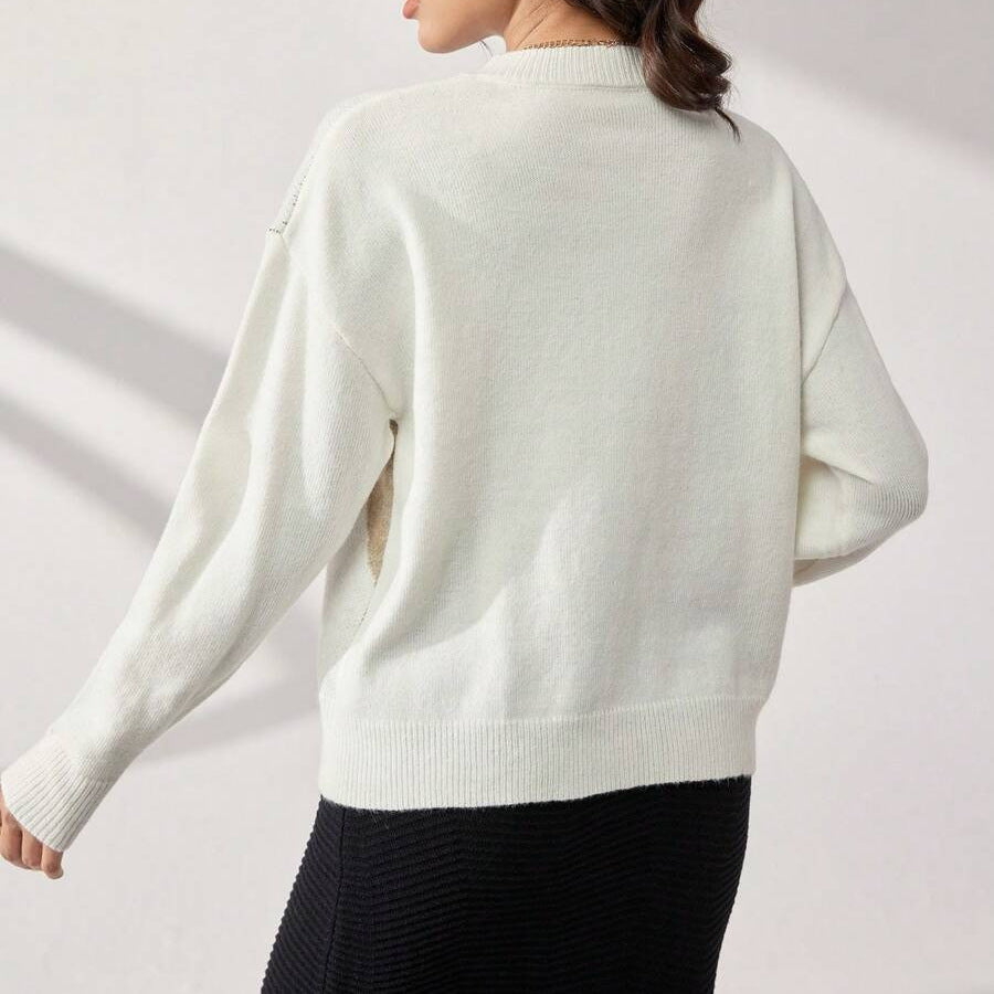 Damen Eleganter Pullover mit modernem Rautenmuster Drune