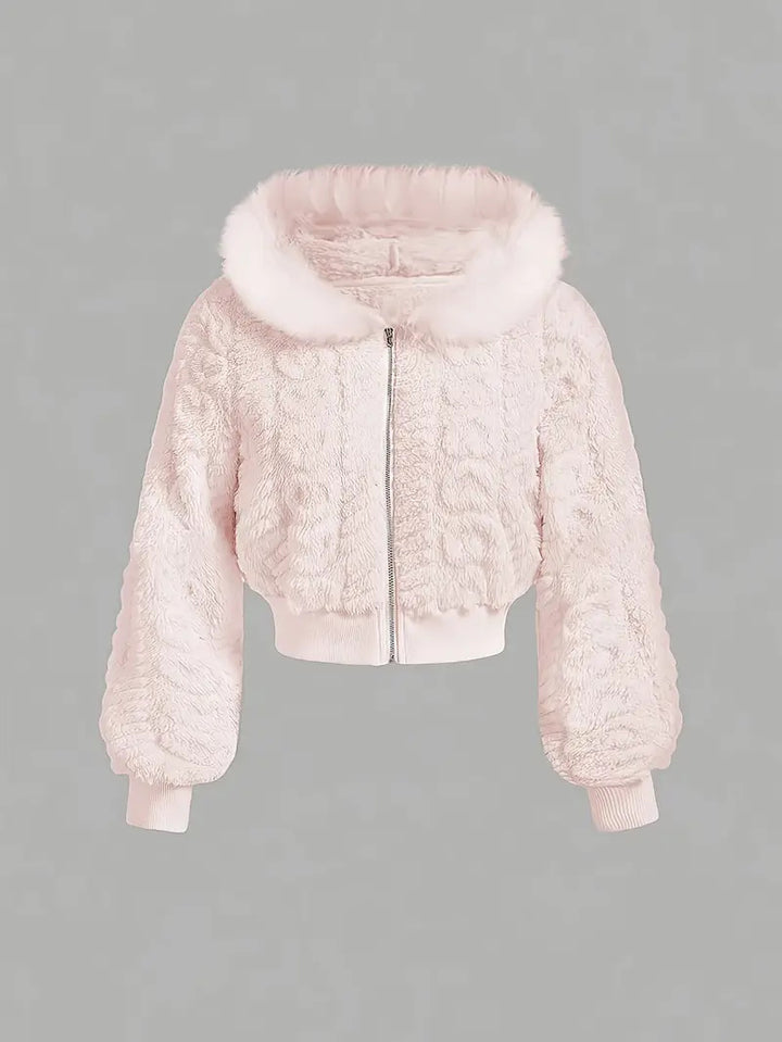 Damen Kuschelige Fleecejacke mit angeschnittenem Schnitt und Kapuze Drune