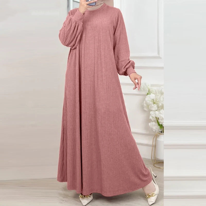 Damen Maxikleid mit elegantem Rippenmuster und lässigem Schnitt Drune